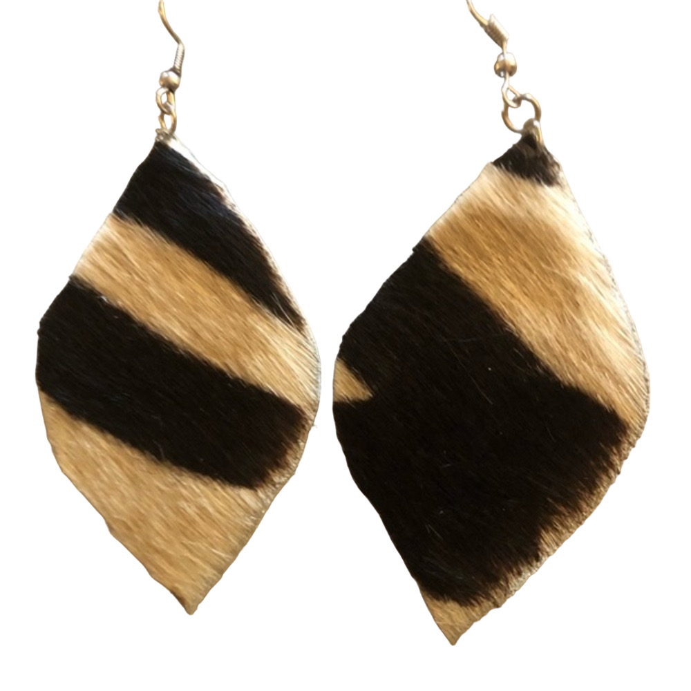 Zebra Print Leather Earrings